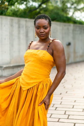 Lumi Beaded Tank in Marigold