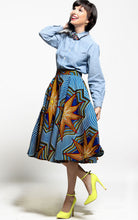 Blue African print midi skirt from A Leap of Style 